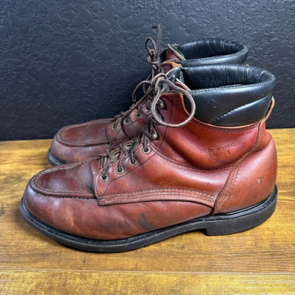 Red‎ Wing 202 Brown Leather Moc Toe Work Boots Mens 14 D Made in USA